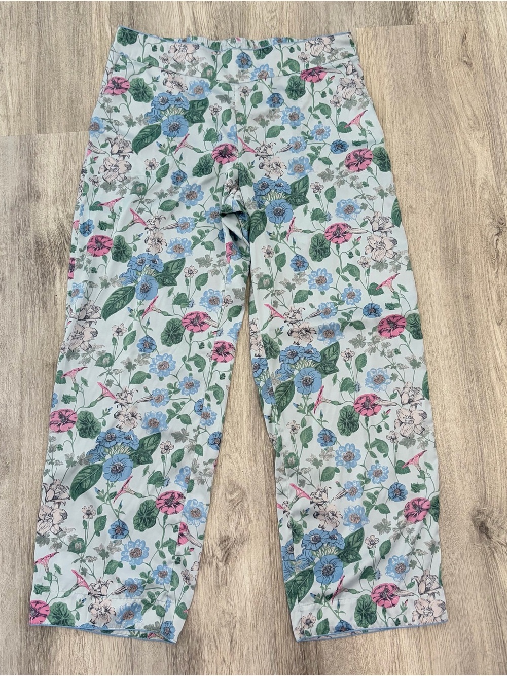 Soma Satin Floral Pajama Pants Womens L Wide Leg Sleep Cottage Comfy